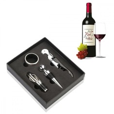 Set Cadou Accesorii Vin, 4 piese in cutie estetica, culoare Neagra