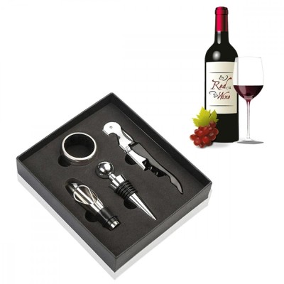 Set Cadou Accesorii Vin, 4 piese in cutie estetica, culoare Neagra foto