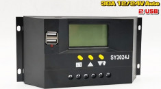 Regulator Controller Solar PWM 30A, 12V24V, 2 X USB Si LCD foto