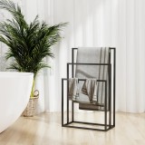 Cumpara ieftin Suport de prosoape autonom, negru, 48x24x79 cm, fier