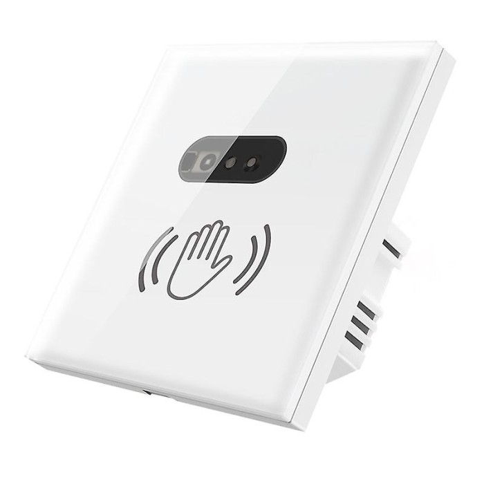 Intrerupator inteligent cu infrarosu, Tuya, Life Smart, Wi-Fi, fara nul, 1 canal, 16A, sticla securizata, Alb @SmartWiz smw06