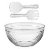Salatiera Transparentă Plastic 4.2L cu Lingură și Furculiță, CMCLASS