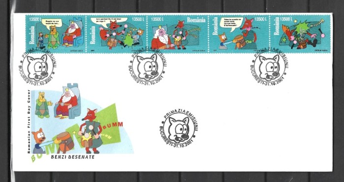 ROMANIA 2001 - BENZI DESENATE, FDC - LP 1572