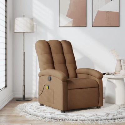 vidaXL Fotoliu de masaj rabatabil, maro, material textil foto