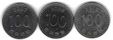 Coreea de Sud , lot 56 - 3 buc x 100 Won 2007 + 2008 + 2010