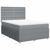 Cumpara ieftin Pat continental cu saltea, gri deschis, 160x200 cm, textil