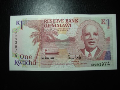 MALAWI 1 KWAKA 1992 UNC - foto