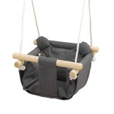 AIYAPLAY Leagăn pentru Bebeluși cu &Icirc;nălțime Reglabilă pentru Copii de 9-36 Luni 40x40x110-180 cm Gri și Lemn | Aosom Romania