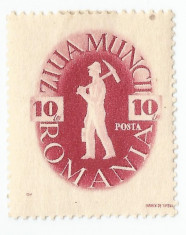 Romania, LP 195/1946, 1 Mai - Ziua Muncii, deplasare dantelura, MLH, eroare foto