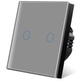 Intrerupator touch iUni 2F, Sticla Securizata, LED, Silver