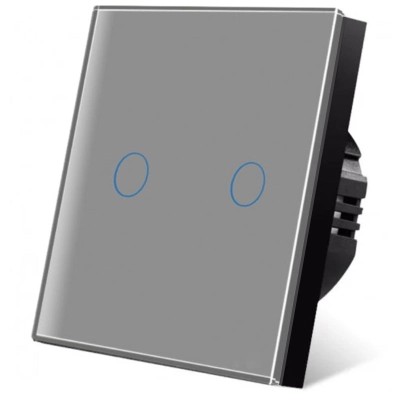 Intrerupator touch iUni 2F, Sticla Securizata, LED, Silver foto