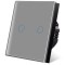 Intrerupator touch iUni 2F, Sticla Securizata, LED, Silver