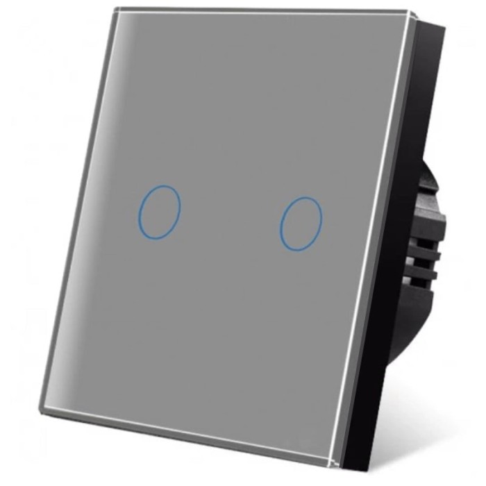 Intrerupator touch iUni 2F, Sticla Securizata, LED, Silver