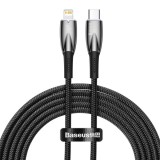 Cablu Date si Incarcare USB-C - Lightning Baseus Glimmer Series, 20W, 2m, Negru CADH000101, Apple