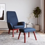 Cumpara ieftin Scaun de relaxare cu taburet, albastru, textil