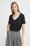 Desigual tricou din bumbac femei, culoarea negru
