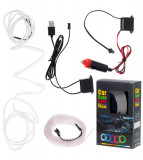 Kit banda LED auto, lumina ambientala 5M 12V / USB alb, Oem