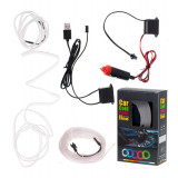 Kit banda LED auto, lumina ambientala 5M 12V / USB alb