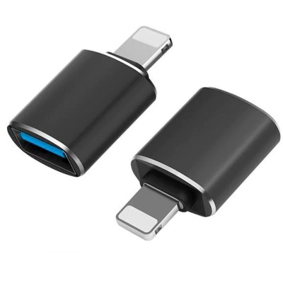 Set 2x Adaptor Conversie USB 3.0 la lightning, USB-A, lightning - Negru foto