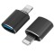 Set 2x Adaptor Conversie USB 3.0 la lightning, USB-A, lightning - Negru