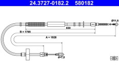 ATE 24.3727-0182.2 Cablu, frana de parcare