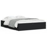 Cumpara ieftin Cadru de pat cu sertare, negru, 140x200 cm, lemn prelucrat