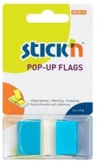 Film Index Autoadeziv 45 X 25mm, 50 File/set, Cu Dispenser, Stick&quot;n Pop-up - Transparent/albastru