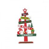 Decoratiune de craciun din lemn, flippy, pentru masa, model bradut, scris we wish you a merry christmas, 21.5x12.2x4 cm, multicolor