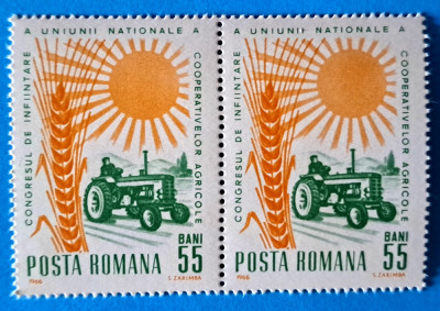 TIMBRE ROMANIA LP 622/1966 CONGRESUL COOPERATIVELOR AGRICOLE -Serie pereche -MNH foto