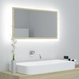 Gossi oglinda de baie cu led, stejar sonoma, 80x8,5x37 cm, acril