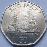 Monedă 50 pence 2007 Gibraltar, Capture of Gibraltar, 1704, km#1089, Europa
