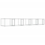 Cumpara ieftin Cusca pentru caini cu usi, gri, 10x2x1,5 m, otel galvanizat