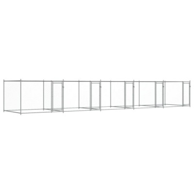 Cusca pentru caini cu usi, gri, 10x2x1,5 m, otel galvanizat foto