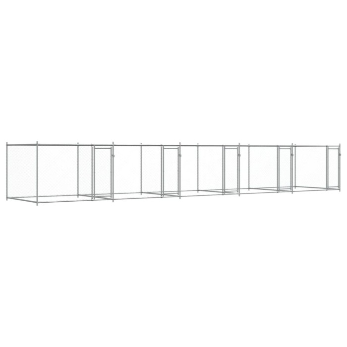 Cusca pentru caini cu usi, gri, 10x2x1,5 m, otel galvanizat