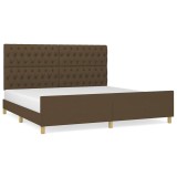 Cumpara ieftin Cadru de pat cu tablie, maro inchis, 200x200 cm, textil