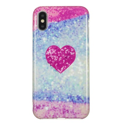 Husa TPU OEM Glitter Red Heart pentru Apple iPhone X / Apple iPhone XS, Multicolor foto