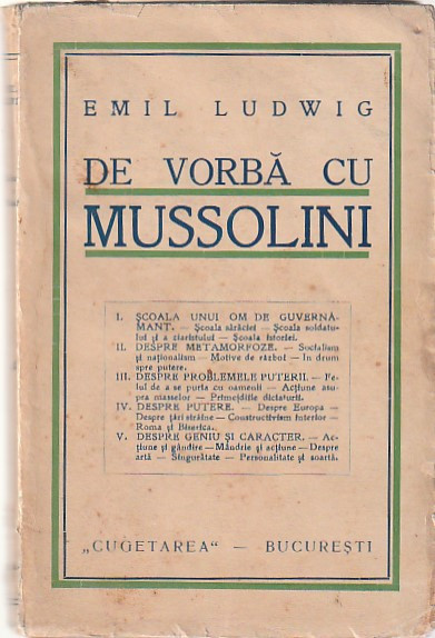 EMIL LUDWIG - DE VORBA CU MUSSOLINI