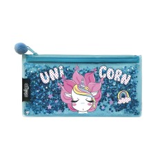 Penar cu un compartiment,neechipat,unicorn cu stelute plutitoare,albastru,210 x 110 x 12 mm