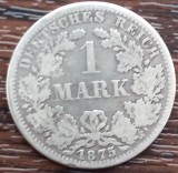 (A296) MONEDA DIN ARGINT GERMANIA - 1 MARK 1875, LIT. A, NECURATATA