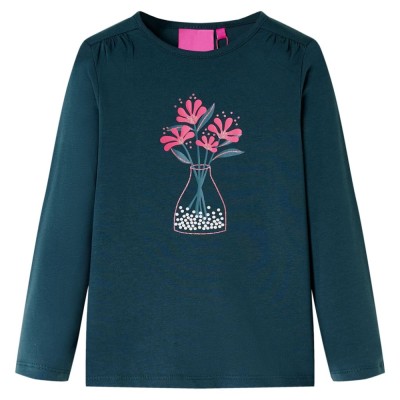 Tricou de copii cu m&amp;acirc;neci lungi, verde &amp;icirc;nchis, 128 foto