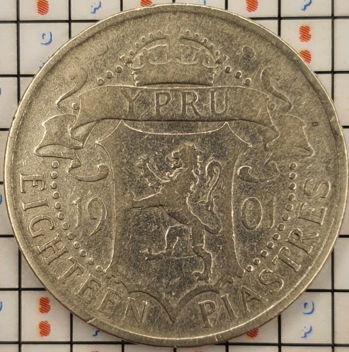 Cipru 18 piastri piastres 1901 argint - km 7 - A006