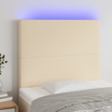 Cumpara ieftin Tăblie de pat cu LED, crem, 100x5x118/128 cm, textil