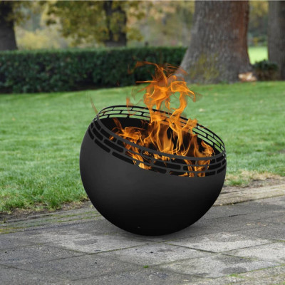Esschert Design Bol pentru foc, negru, cu dungi foto