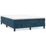 Cumpara ieftin Pat box spring cu saltea, albastru inchis, 140x200 cm, catifea