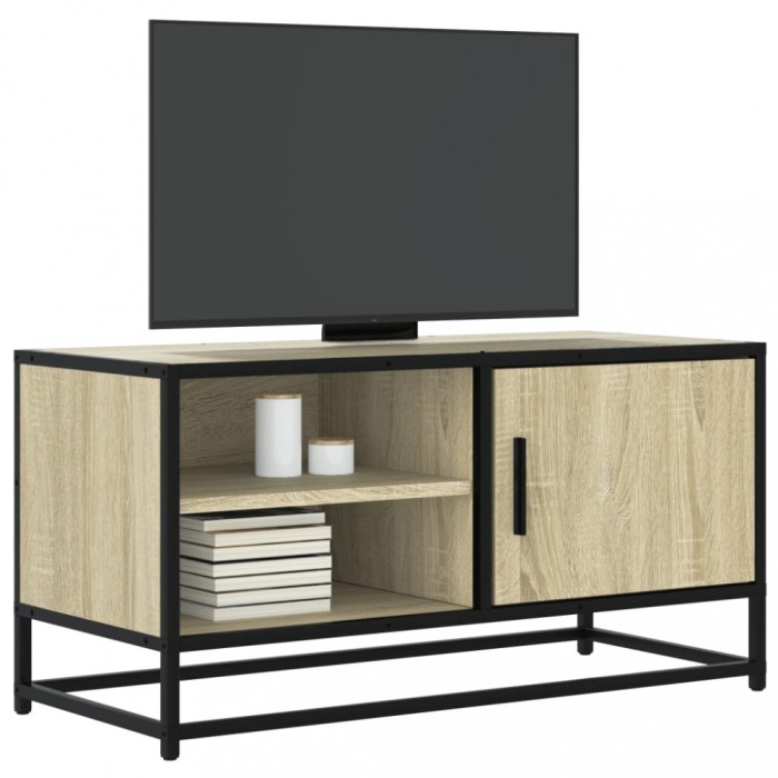 vidaXL Dulap TV, stejar sonoma, 80x34,5x40 cm, lemn prelucrat și metal