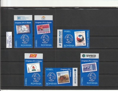 ROMANIA 2004 LP 1656 CONGRESUL UPU IN FILATELIE SERIE CU TABS MNH NESTAMPILATA foto