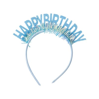 Coronita decorativa pentru petreceri, flippy, tema aniversare, model happy birthday, marime universala, albastru foto