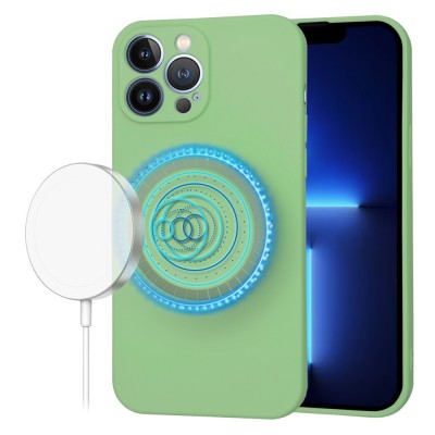 Husa silicon iPhone 13 Pro Max Techsuit SoftFlex MagSafe, verde deschis foto