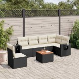 vidaXL Set canapele de grădină cu perne, 7 piese, negru, poliratan 3256917