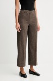 Sessun pantaloni cu l&acirc;nă culoarea maro, lat, high waist, 25107006
